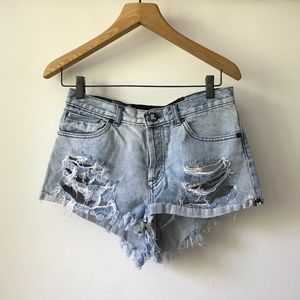 One Teaspoon Ripped Jean Shorts